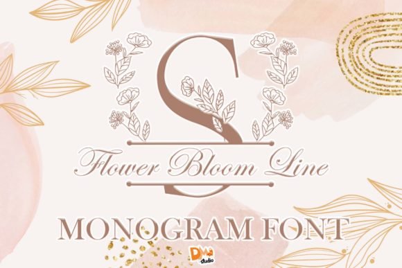 Flower Bloom Line Monogram Font - Featured Image