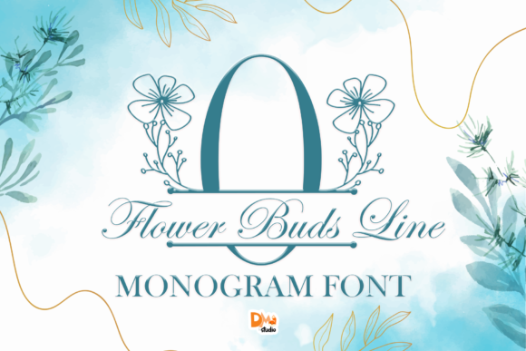 Flower Buds Line Monogram Font - Featured Image