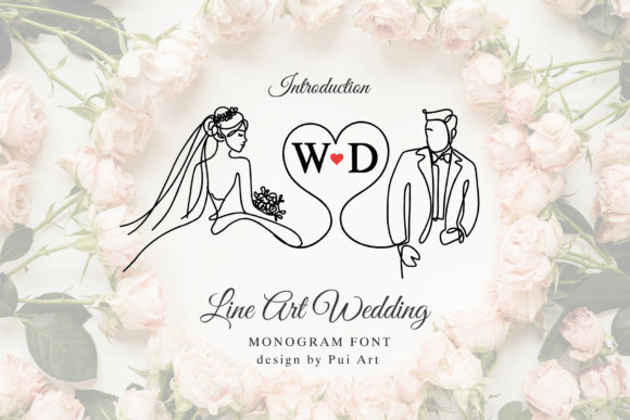 Line Art Wedding Monogram Font - Featured Image