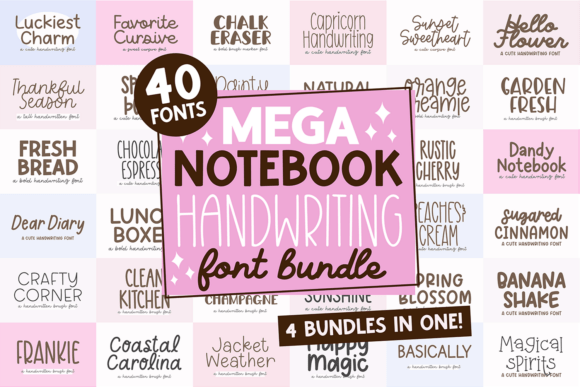 Mega Notebook Handwriting Bundle Font - Featured Image