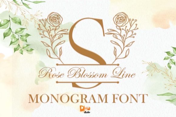 Rose Blossom Line Monogram Font - Featured Image