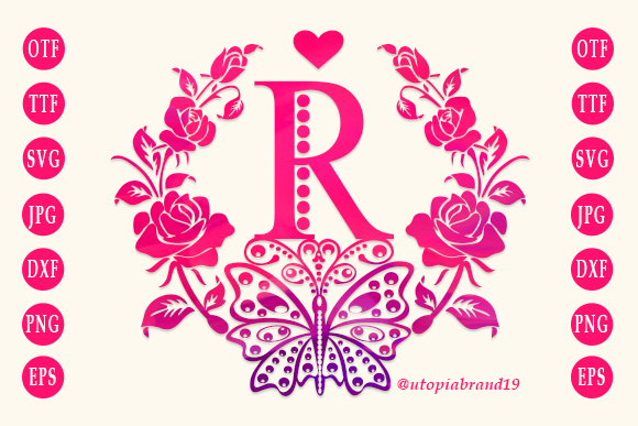 Rose Butterfly Monogram Font - Featured Image