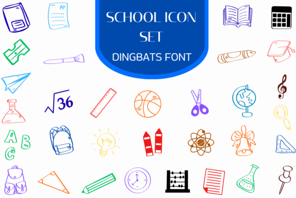 School Icon Set Font - Featured Image